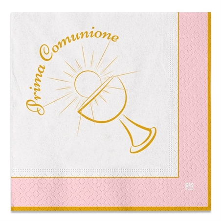20 Tovaglioli 33 x 33 cm Comunione Chic Rosa
