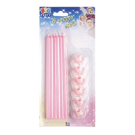 6 Candeline Stelo 20 cm Rosa