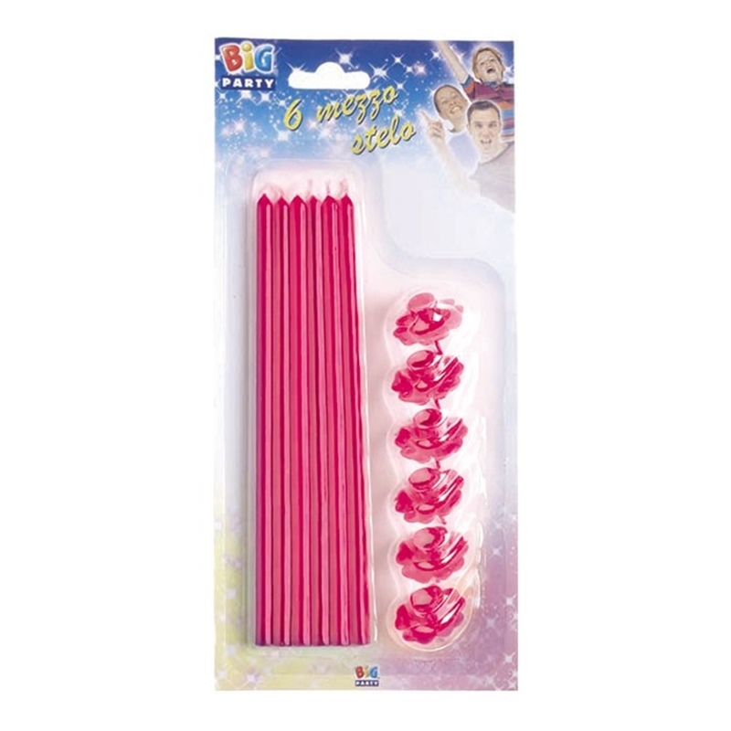 6 Candeline Stelo 20 cm Fuxia