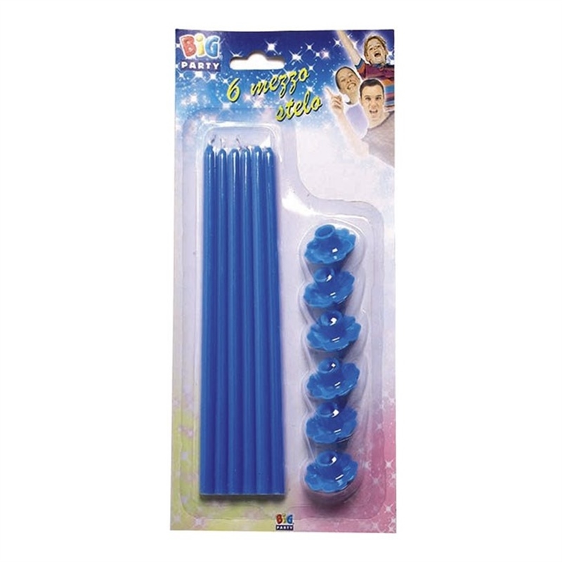 6 Candeline Stelo 20 cm Celesti