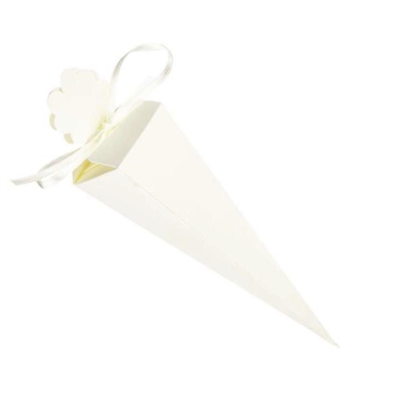 Cono Quadrato bianco decorato 16 cm 10 pezzi