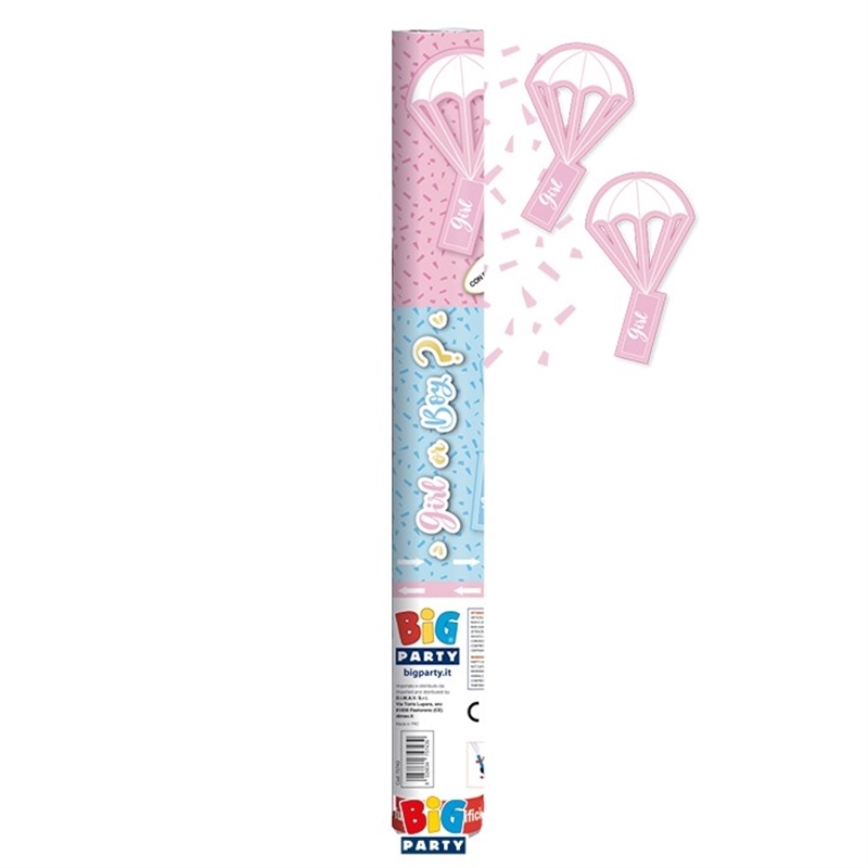 Cannon Sparacoriandoli con Paracadute 60 cm Gender Reveal Girl