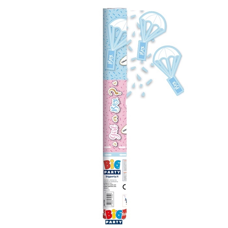 Cannon Sparacoriandoli con Paracadute 60 cm Gender Reveal Boy