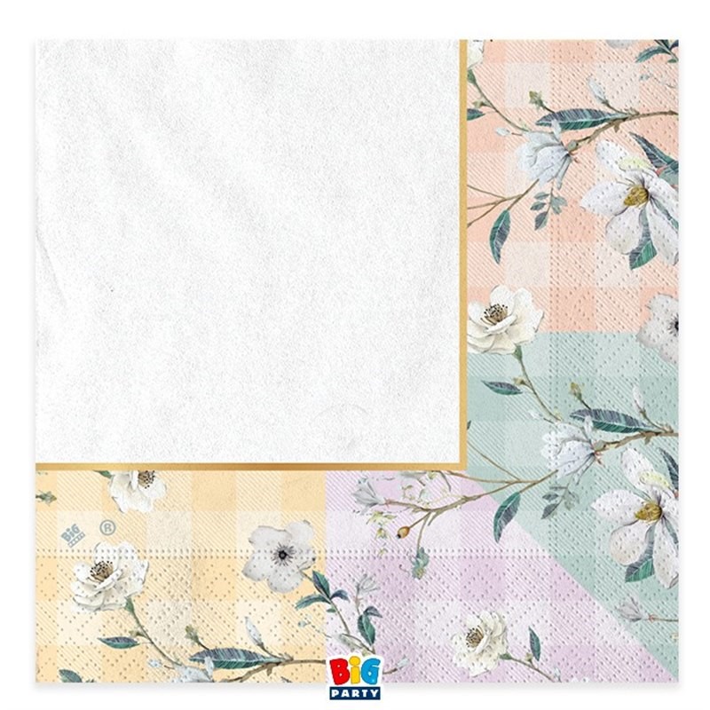 16 Tovaglioli 33 x 33 cm Floral Vichy