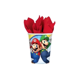 Bicchieri in carta 250 ml Super Mario 8 pezzi. 