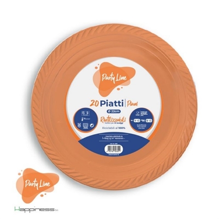 Piatti In Plastica Arancione 22 Cm