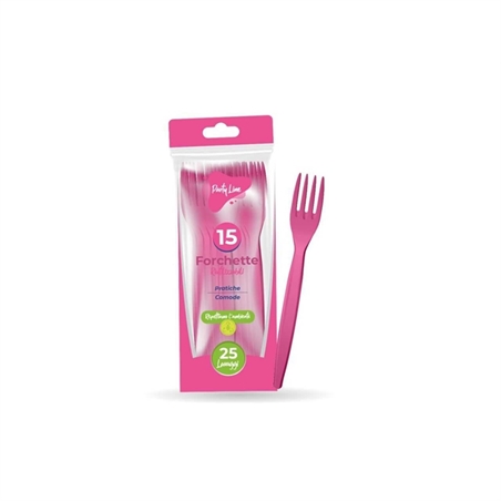 Forchette In Plastica Riutlizzabili Rosa 15 Pz