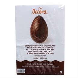 Stampo per uova di cioccolato da 500 g in policarbonato 1 cavità rigato.