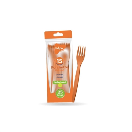 Forchette In Plastica Riutlizzabili Arancione 15 Pz