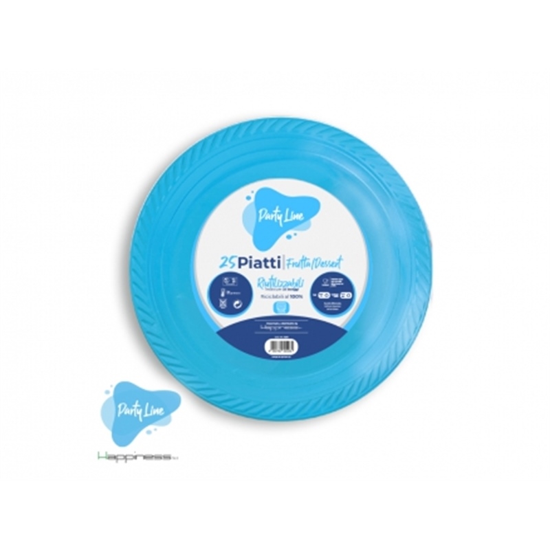 Piatti in Plastica Celeste 17 Cm 25 Pezzi
