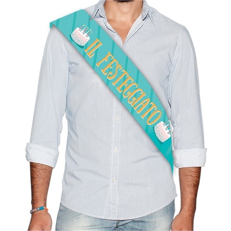Fascia Premio Metallizzata 168 x 10 cm Il Festeggiato